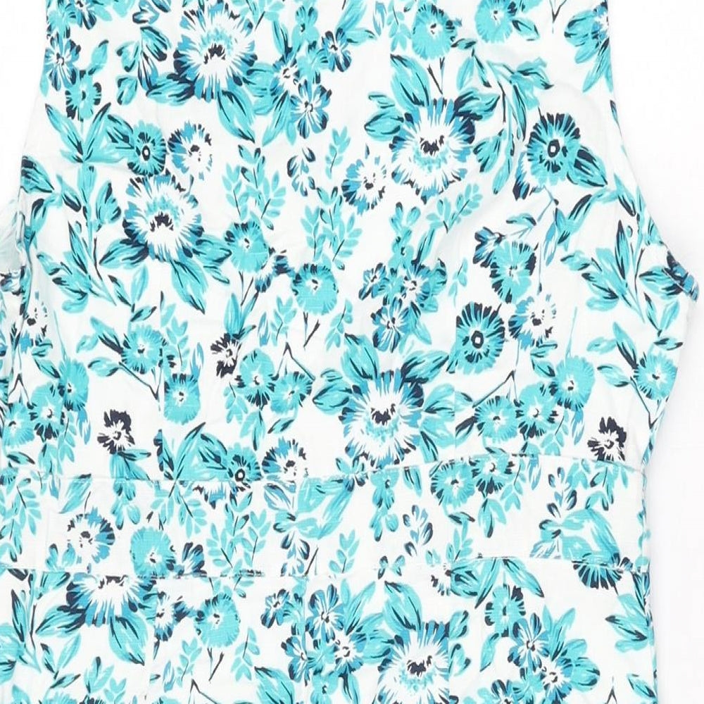 Maine Womens White Floral Cotton Bodycon Size 12 Round Neck Zip