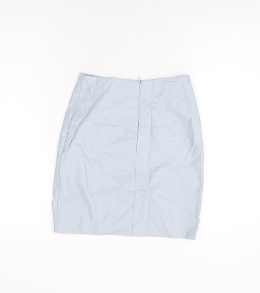 Missguided Womens Blue Polyurethane Mini Skirt Size 6 Zip