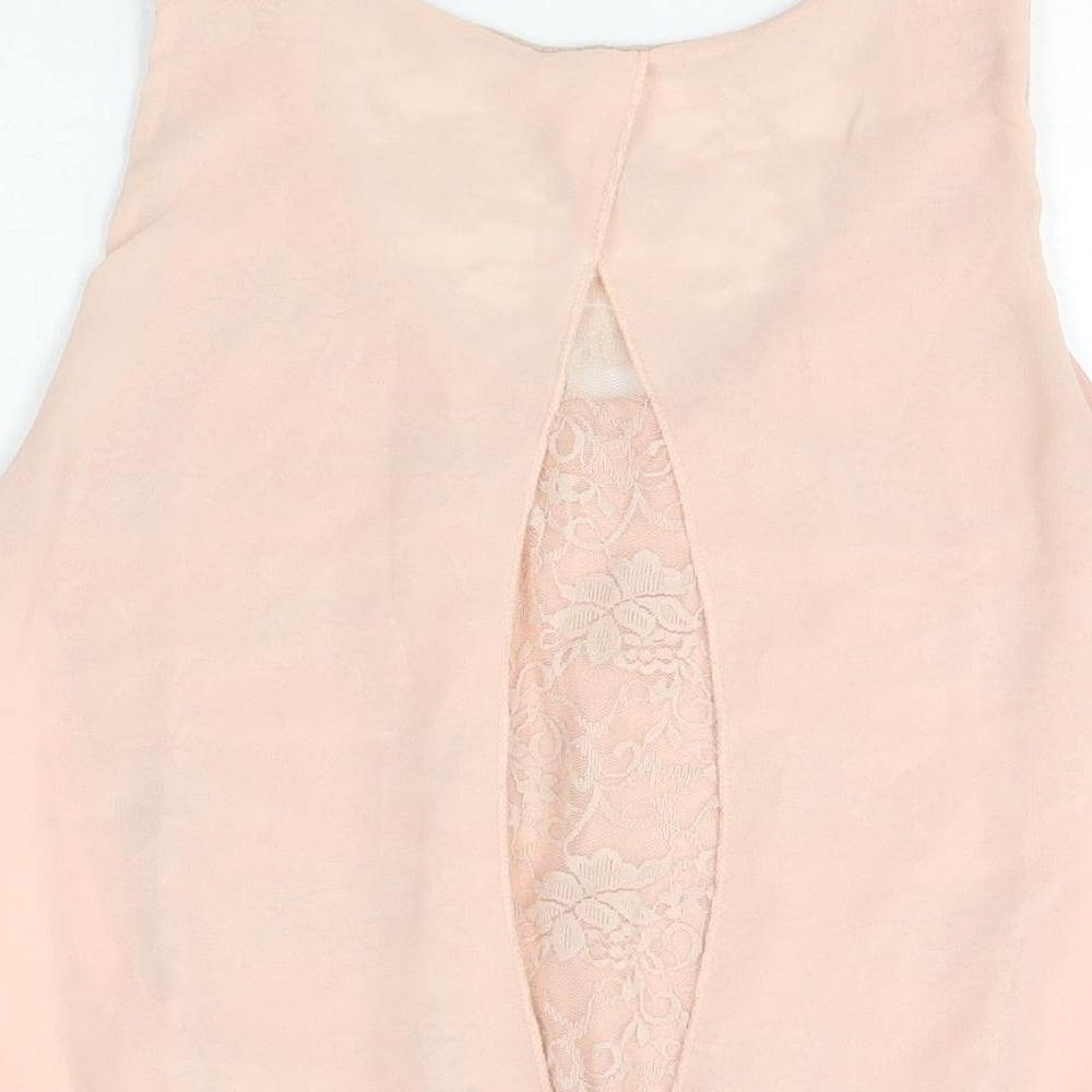 Blue Vanilla Womens Pink Polyester Basic Blouse Size M Round Neck