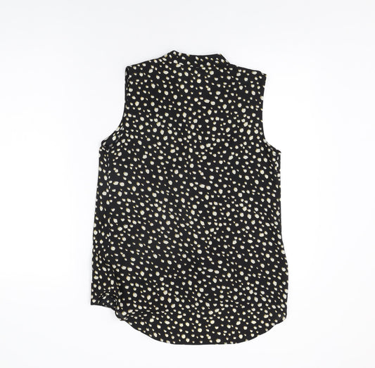 Paraphrase Womens Black Geometric Polyester Basic Blouse Size 8 V-Neck