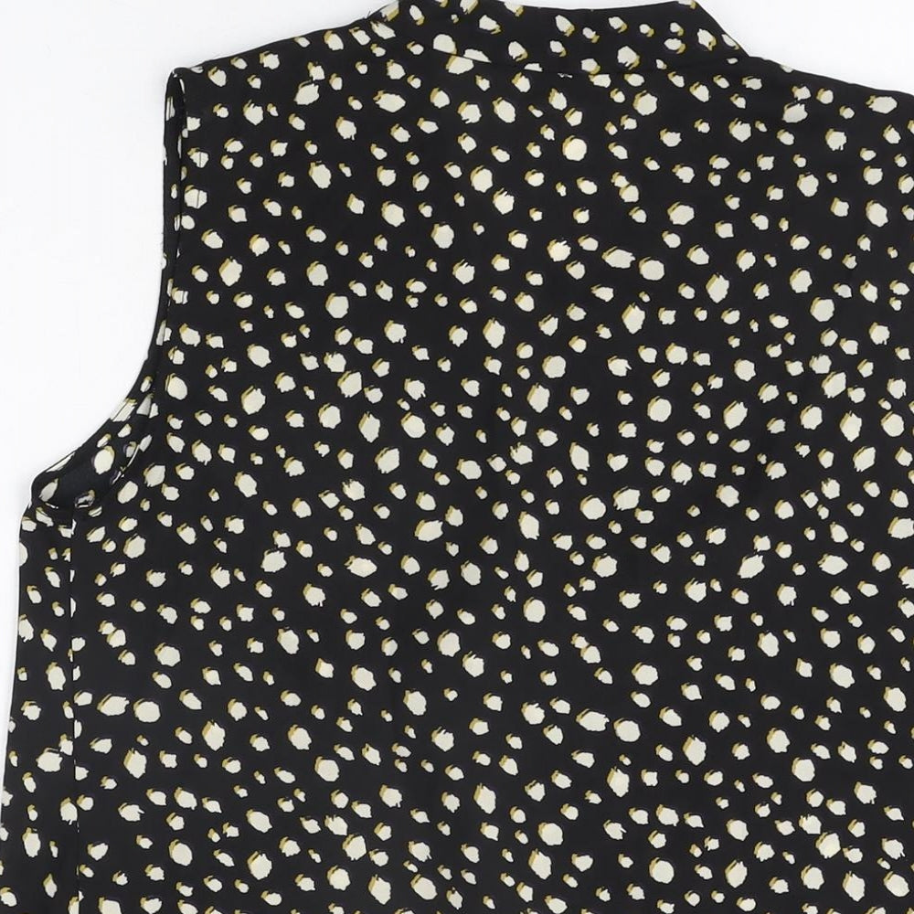 Paraphrase Womens Black Geometric Polyester Basic Blouse Size 8 V-Neck