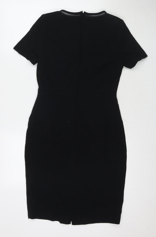 NEXT Womens Black Polyester A-Line Size 10 Round Neck Zip