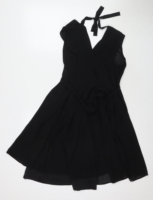 Jack Wills Womens Black Polyester Trapeze & Swing Size 8 V-Neck Pullover