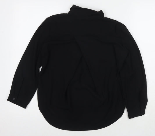 Womens UK Size XS Monki Black Basic Button-Up