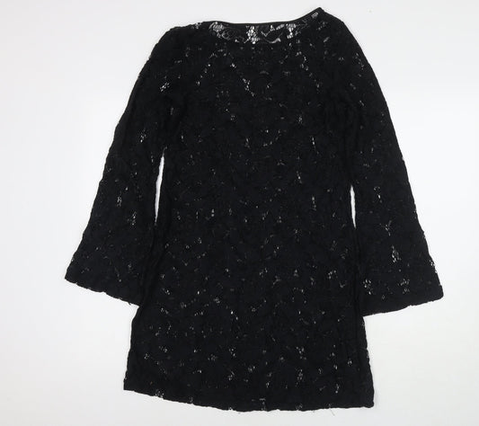 Wallis Womens Black Polyester A-Line Size 10 Round Neck Pullover
