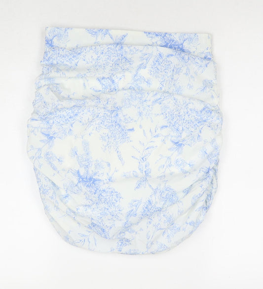 Boohoo Womens White Floral Polyester A-Line Skirt Size 12 Zip