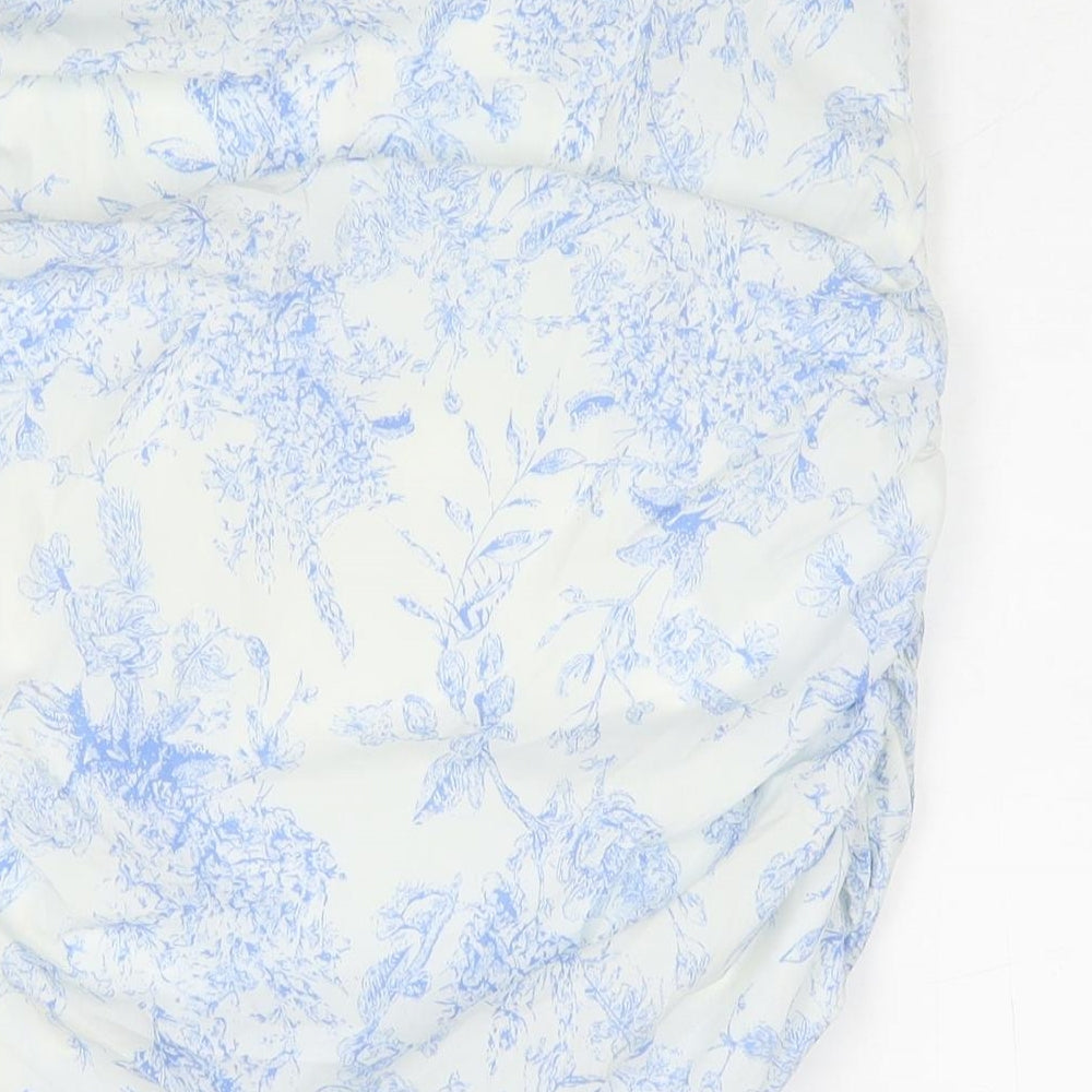 Boohoo Womens White Floral Polyester A-Line Skirt Size 12 Zip