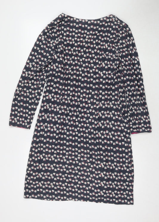 Adini Womens Grey Geometric Cotton Jumper Dress Size S Round Neck Pullover