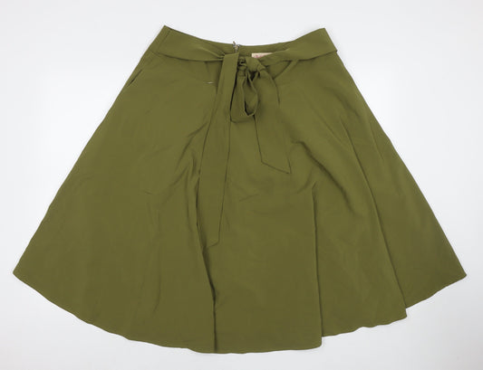 Belle Poque Womens Green Viscose Swing Skirt Size XL Zip