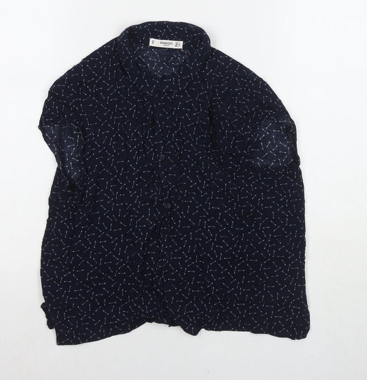 Womens UK Size S Mango Blue Basic Button-Up