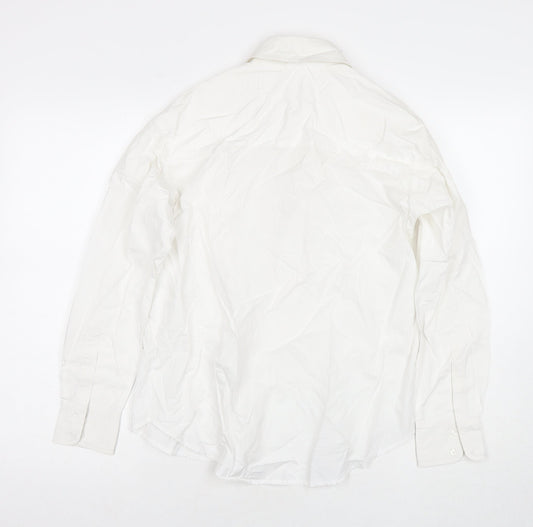 Glamorous Womens White Viscose Basic Button-Up Size 8 Collared