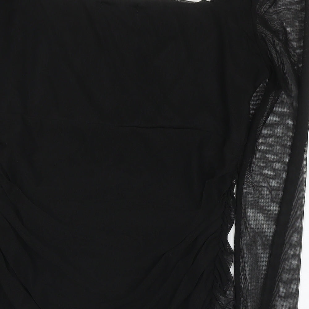 Pink Vanilla Womens Black Polyester Bodycon Size 12 Square Neck Pullover