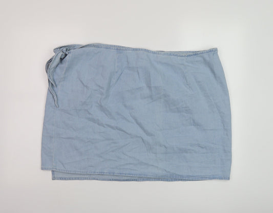 ASOS Womens Black Cotton Wrap Skirt Size 24 Button