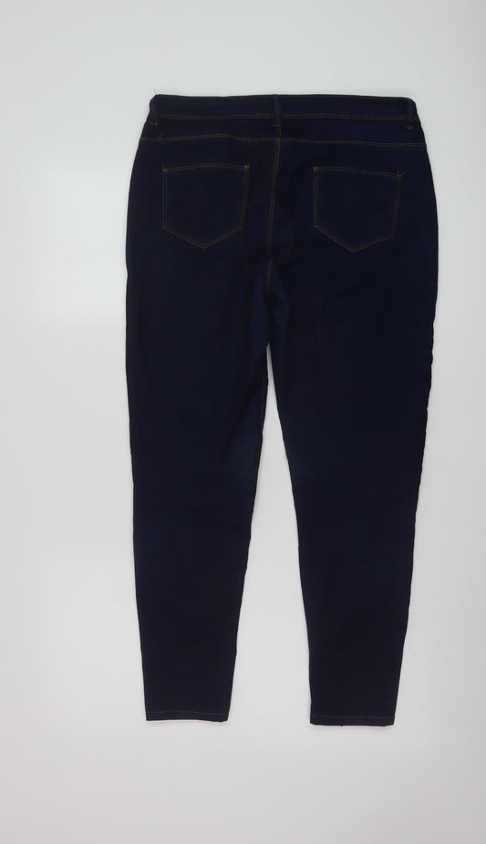 Denim & Co. Womens Blue Cotton Skinny Jeans Size 12 L26 in Regular Button