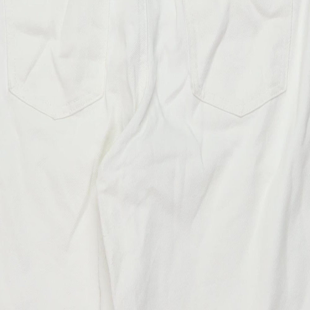 Denim & Co. Womens White Cotton Wide-Leg Jeans Size 12 L24 in Regular Button