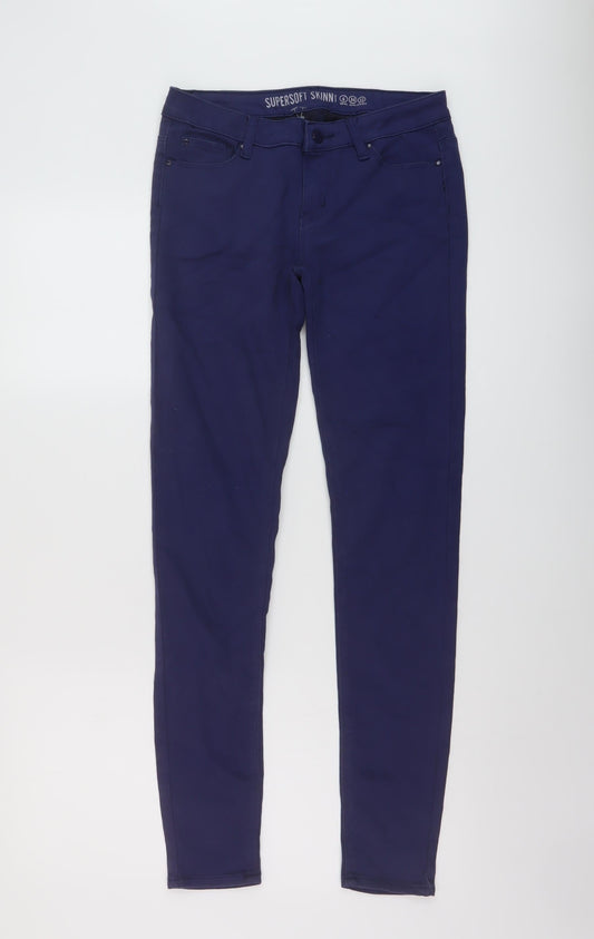 Additional front view of Denim & Co. women’s blue cotton skinny jeans, size UK 6, 30-inch leg regular button