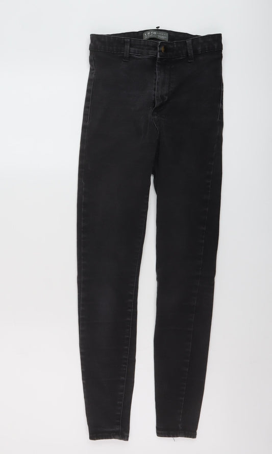 Additional front view of Denim & Co. women’s grey cotton skinny jeans, size UK 8, 26-inch leg regular button