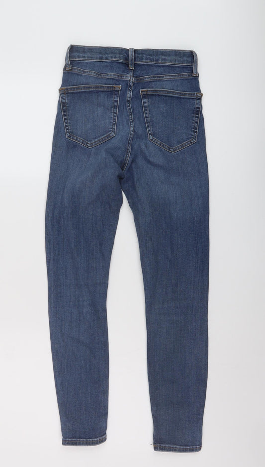 Topshop Womens Blue Cotton Skinny Jeans Size 26 in L25 in Regular Button
