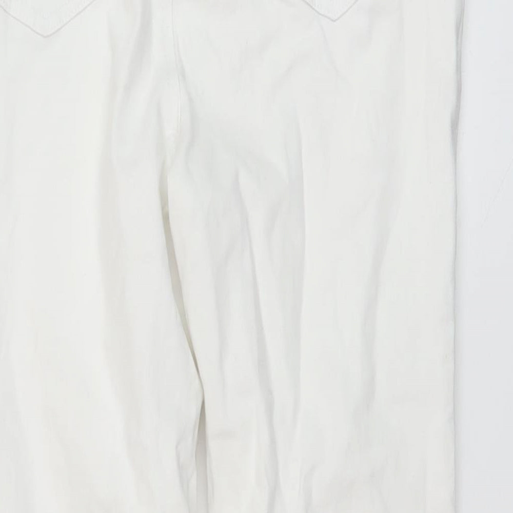 George Womens White Cotton Straight Jeans Size 14 L28 in Regular Button