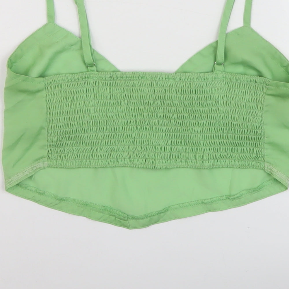 Womens UK Size M Stradivarius Green Cropped Tank