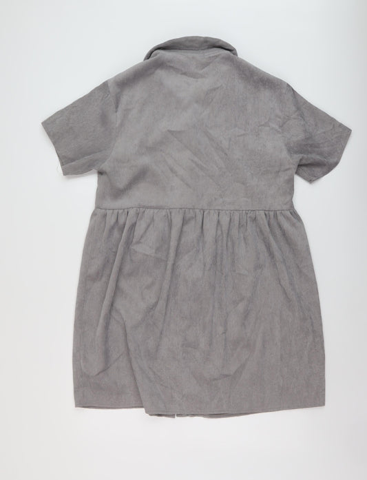Missguided Womens Grey Polyester A-Line Size 12 Collared Button