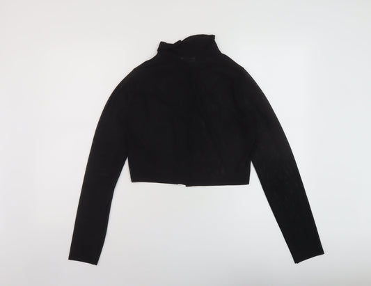 Womens UK Size 10 ASOS Black Cropped Button-Up
