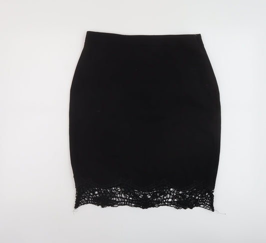 Additional front view of Kaleidoscope women’s black polyester straight & pencil skirt, size UK 12, zip