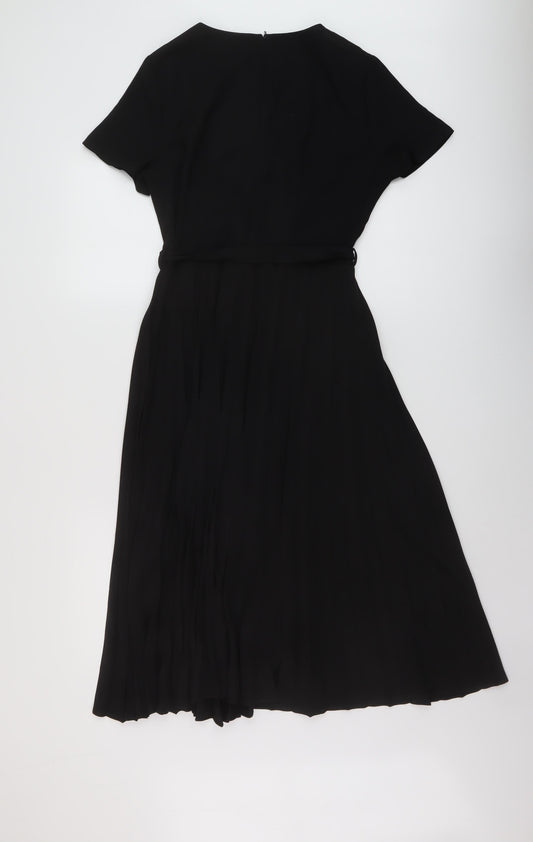 Dorothy Perkins Womens Black Polyester A-Line Size 10 Round Neck Zip