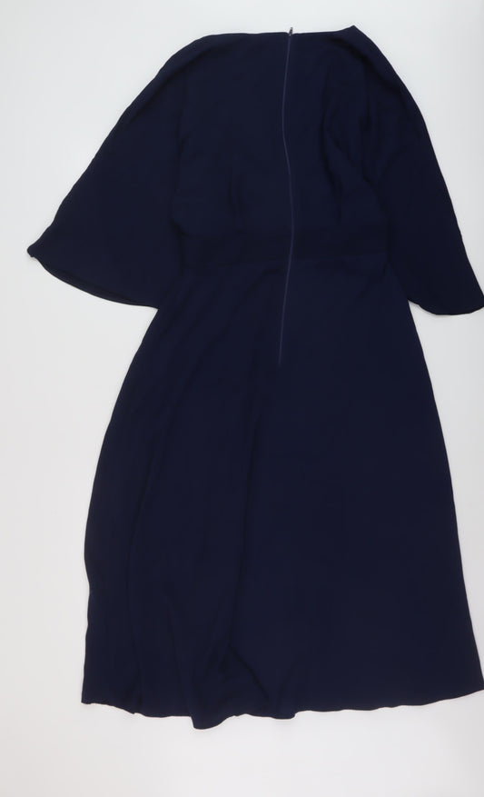 ASOS Womens Blue Polyester A-Line Size 10 V-Neck Zip