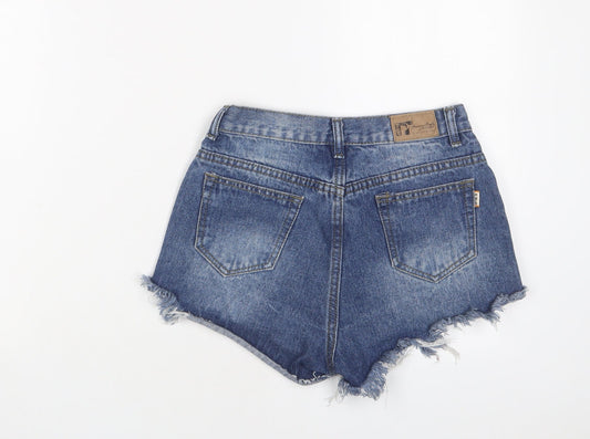 American Eagle Outfitters Womens Blue Cotton Basic Shorts Size 24 in Regular Zip