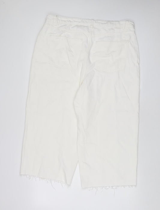 Womens UK Size 18 Marks and Spencer Regular Fit Wide-Leg White Jeans