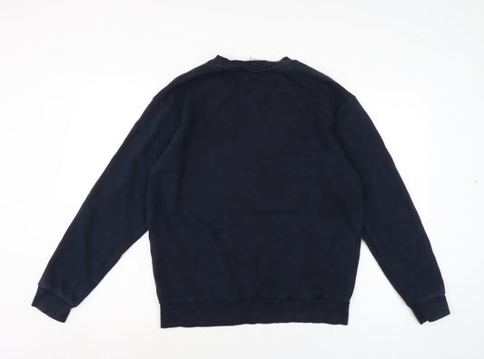 Zara Mens Blue Cotton Pullover Sweatshirt Size M
