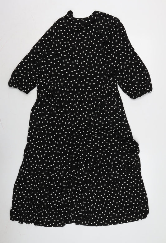 Zara Womens Black Polyester Shift Size S Crew Neck
