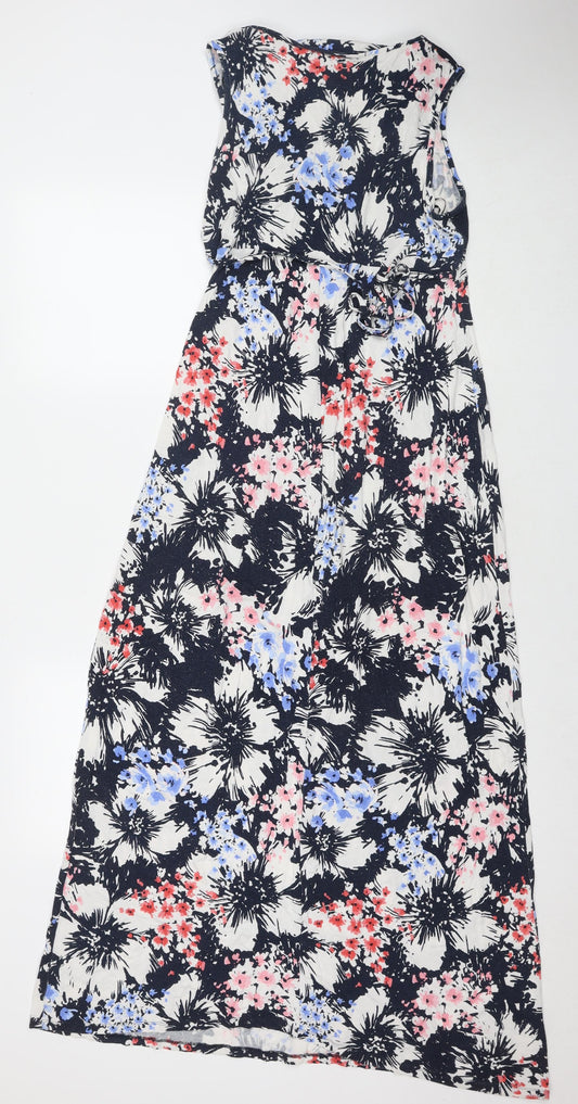 Debenhams Womens Multicoloured Floral Viscose Maxi Size 10 V-Neck Pullover - Beaded Detail