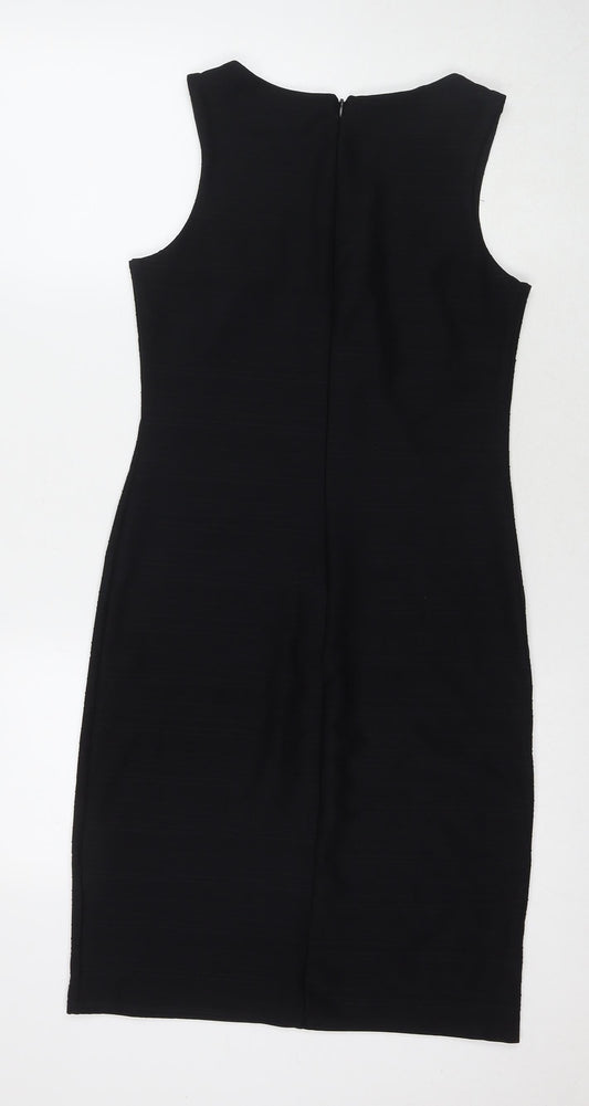 NEXT Womens Black Polyester Tank Dress Size 10 Round Neck Zip