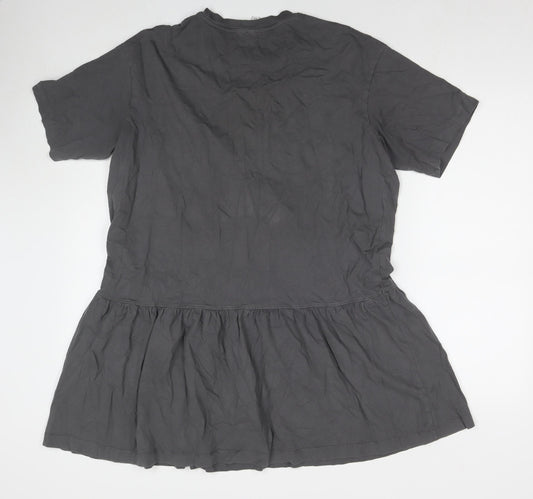 Divided by H&M Womens Grey Cotton T-Shirt Dress Size M Round Neck Pullover