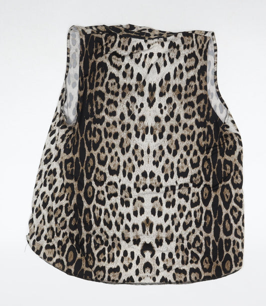 Classics Womens Beige Animal Print Polyester Basic Tank Size 20 V-Neck