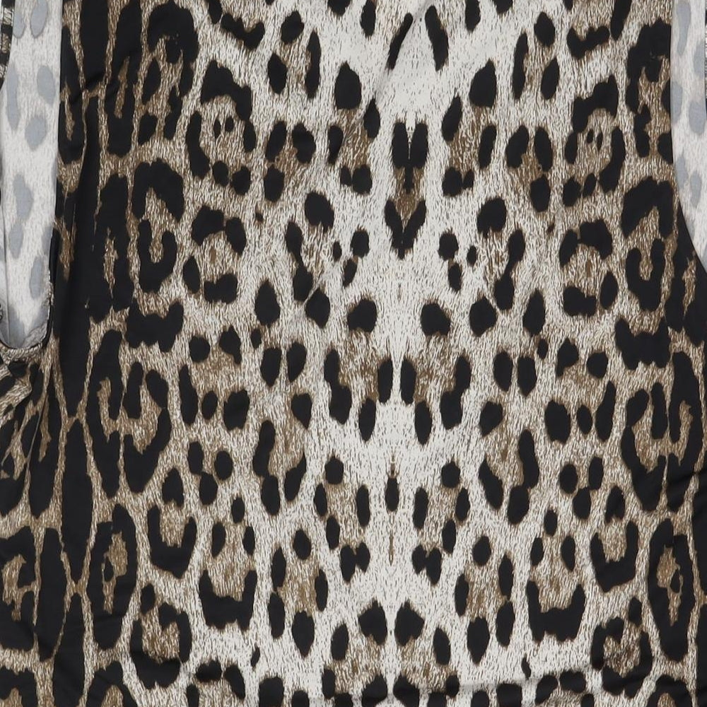 Classics Womens Beige Animal Print Polyester Basic Tank Size 20 V-Neck