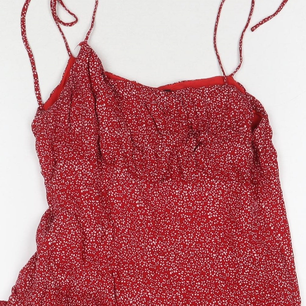 Sundae Muse Womens Red Geometric Viscose Tank Dress Size 8 V-Neck Pullover