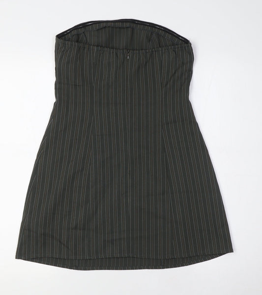 Motel Womens Brown Striped Polyester A-Line Size S Off the Shoulder Zip - High Empire