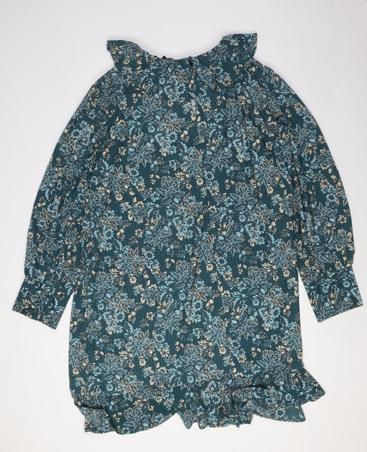 NEXT Womens Green Polyester A-Line Size 20 Round Neck - Ruffled Collar