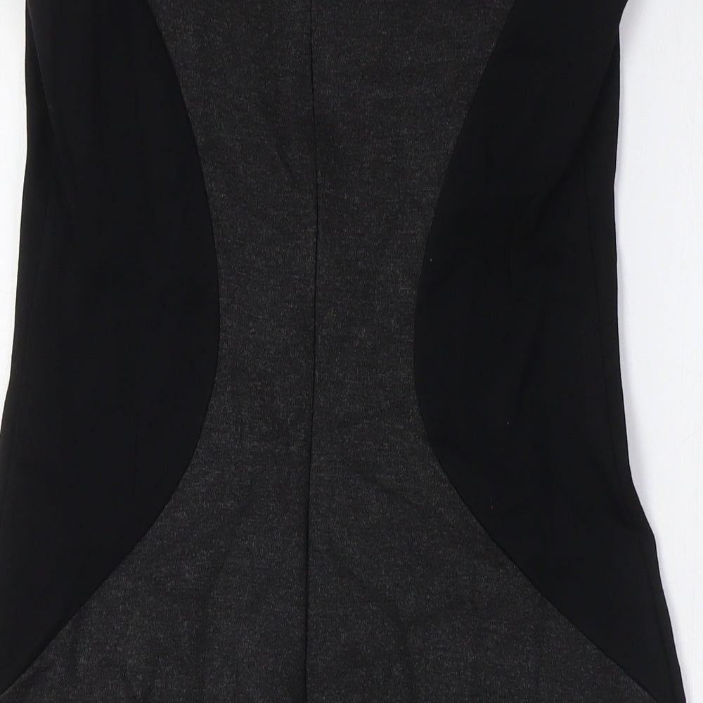 Jacob Womens Black Rayon Bodycon Size S Boat Neck Zip