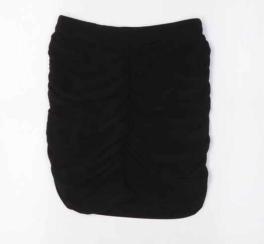 PRETTYLITTLETHING Womens Black Polyester A-Line Skirt Size 8
