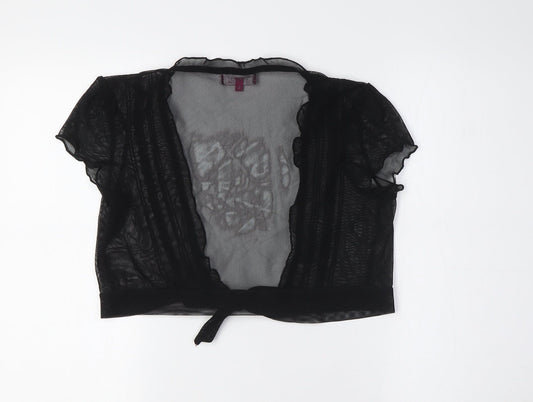 Pineapple Womens Black Polyester Basic Button-Up Size 14 V-Neck - Sheer