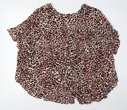 Stella Morgan Womens Multicoloured Animal Print Viscose Basic Button-Up Size 10 Boat Neck - Buttons Down Back