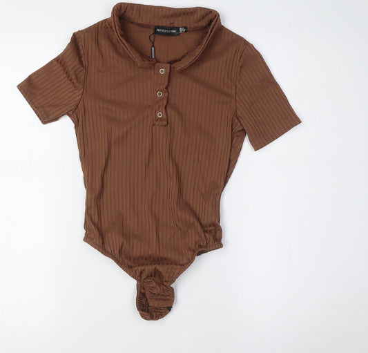 Womens UK Size 8 PRETTYLITTLETHING One-Piece Brown Bodysuit