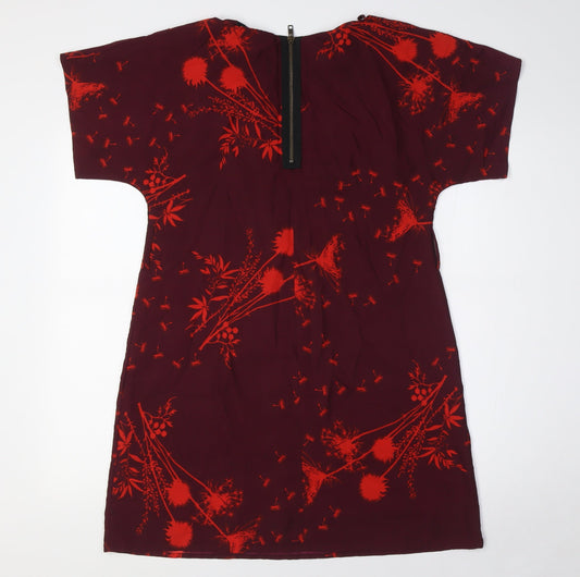 Dorothy Perkins Womens Purple Polyester A-Line Size 10 Boat Neck Zip - Dandelion