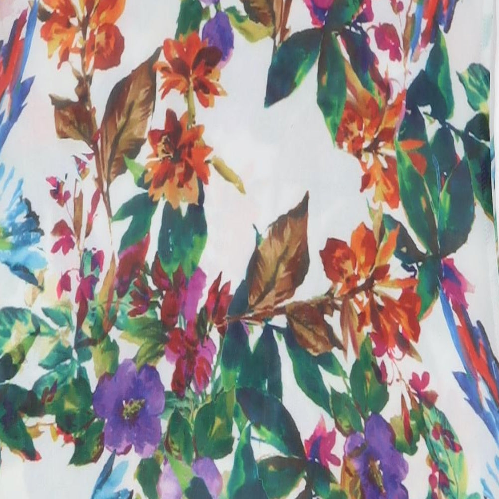 John Lewis Womens Multicoloured Floral Polyester A-Line Size 8 Scoop Neck - Racer Back