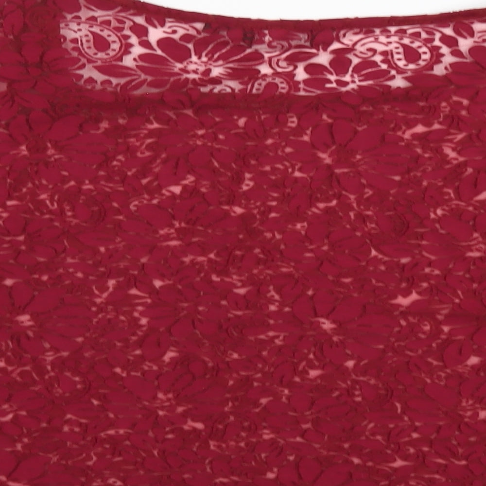 Womens UK Size 14 New Look Red Basic T-Shirt