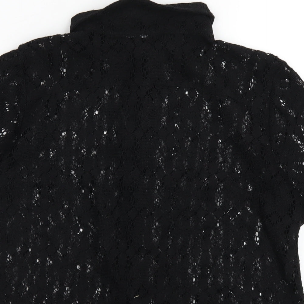 Womens UK Size 10 Golddigga Black Basic Button-Up